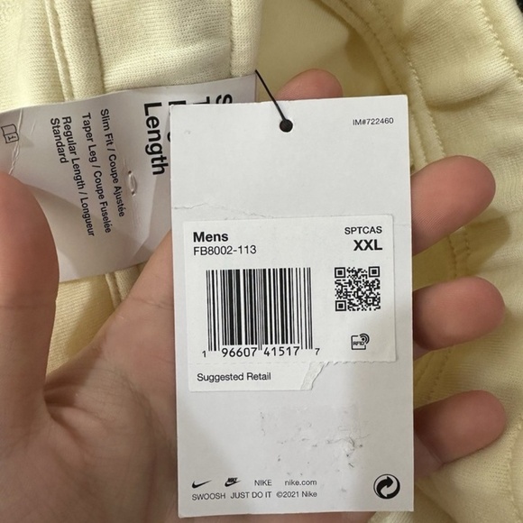 Nike Tech Fleece Joggers Pants Coconut Milk Black FB8002-113 Men's Size XXL NEW - Picture 4 of 4